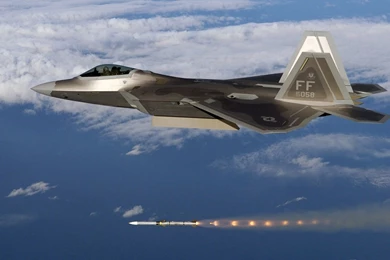United States Air Force F 22 Raptor Lockheed Firing Missile