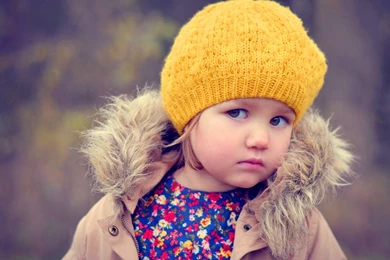 Cute Baby Girl Photos With Yellow Hat Wallpapers