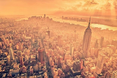City Manhattan Empire State Building Aerial View Wallpapers