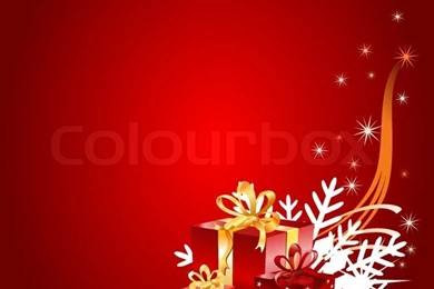 Christmas Gifts On A Red Festive Backgrounds
