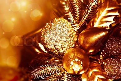 Golden Christmas Tree Decoration, Winter Holidays Ornament ...