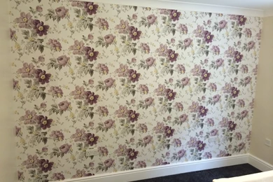 Bedroom Wallpapered Feature Wall – L.G Decorating & Tiling – The ...