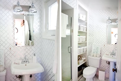 Modern Bedroom & Wallpapered Bathrooms [Orange County Photographer]