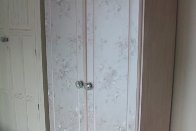 After   Shiny Pine Wardrobe Painted And Wallpapered With New ...