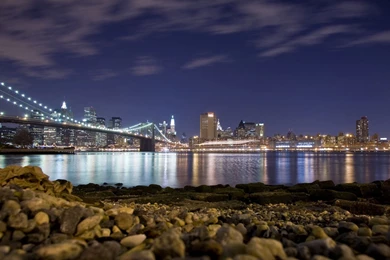 New York Brooklin Bridge Lights Wallpapers