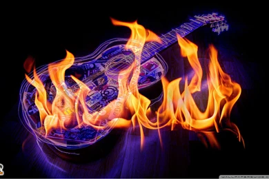 Guitar On Fire HD Desktop Wallpapers : Widescreen