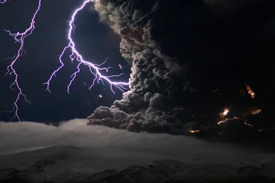 Lightning Storm Volcano   Wallpaper.