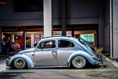 Blue Old Volkswagen Classy Low Lowrider Beetle Wallpapers