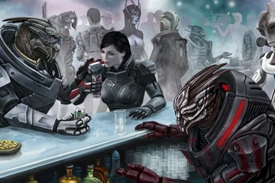 Mass Effect Mass Effect Normandy Garrus Vakarian Femshep Game Bar ...