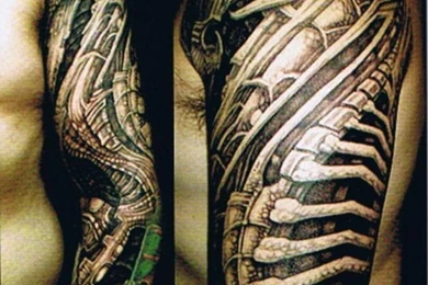 Men 3d Biomechanical Tattoo Wallpapers