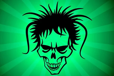 Hairy Punk Skull Vector Art & Graphics