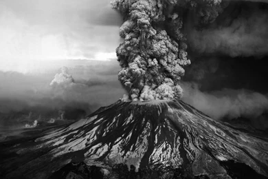 Download Desktop Wallpapers Volcano, Black And White Photo