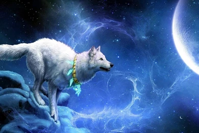 Download Wallpapers 1366x768 Wolf, Arrivals, Moon, Breakage Laptop ...