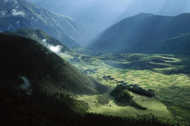 Agricultural Fields And Village Tibet HD Wallpapers   Creative Pics