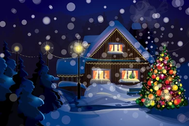 151733 Color Wallpapers: Good Night Cozy Christmas Trees Snow ...