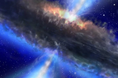 Wallpaper: Quasar, Stars, Universe, Space, Blue Light, Fantasy ...