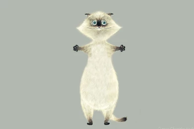 White funny cartoon cat