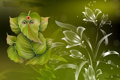 Green Pan Sepal In Shree Ganesha Ji Darsan HD Wallpapers