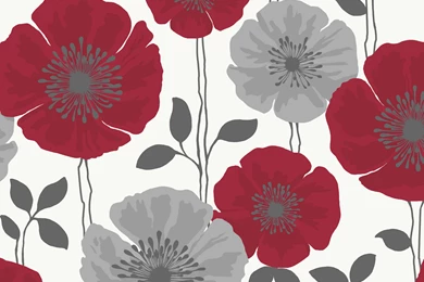 Fine Decor Poppie Wallpapers   FD14866  Red/Silver   Cut Price ...