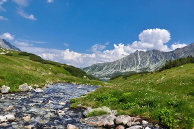 Mountain View Tal Berg Panorama Valley Grassland Lake River Bach ...