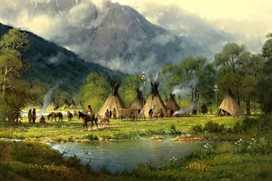 1920x1080 Peaks Forest Indian Tribe Pond Desktop PC And Mac Wallpapers