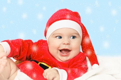 Sexy Smiling Cute Baby Boy With Santa Cap Wallpapers