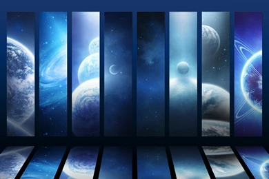 Download Blue Outer Space Planets Mosaic Wallpapers