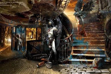 Stairway To Heaven Vs. Stairwell To Hell: Surreal Art print ...