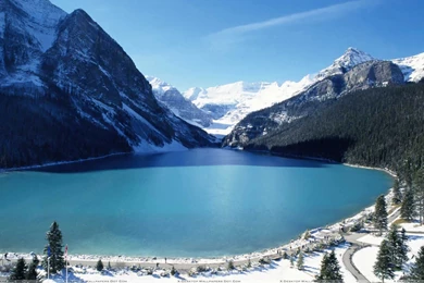 Lake Louise Far View Scene Wallpapers