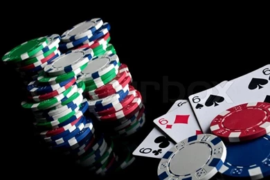 Three Sixes And Failure In Poker On A Black Stock Photo