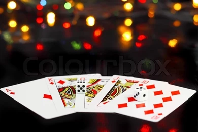 Dice And Playing Cards  Poker Royal Flesh. On Back Backgrounds ...