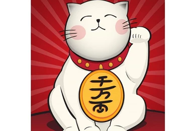 Maneki Neko (Lucky Cat) Art Poster Print   13x19