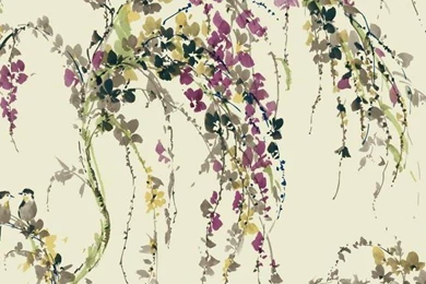 Lovebirds Wallpapers In Purple And Cream Design By Carey Lind For ...