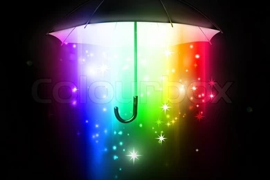 Magical Glow Coming From The Umbrella On A Dark Backgrounds