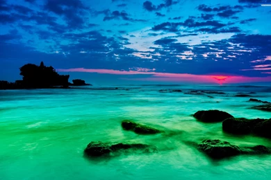 Green Sea And Pink Sunset Mixing, Cloud, Sky, Nature, 2560x1600 HD ...