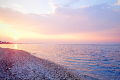 1920x1200 Ocean Beach Pink Sunset Greece Desktop PC And Mac Wallpapers