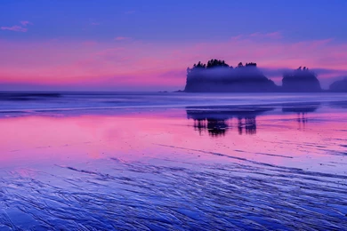 USA, Washington, Pacific Ocean, Sea Water, Pink Sunset, Clouds ...