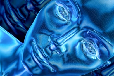 Beautiful Electric Blue Face   Art Design