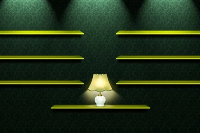 Lamp, Pattern, Shelves, Wallpaper, Green, Light, Texture