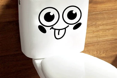 Cute Smiling Face Creative Toilet Sticker Bathroom Wallpapers Funny ...