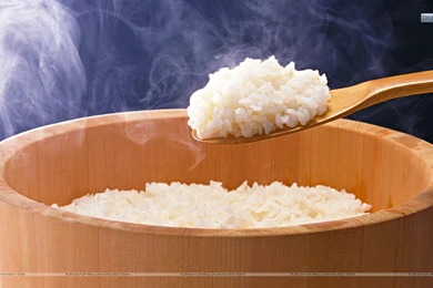 White Rice With Steam In Wooden Cooker Wallpapers