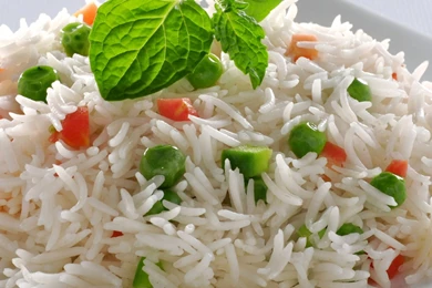 Download Wallpapers 3840x1200 Table, Plate, Rice, Carrots, Peas ...
