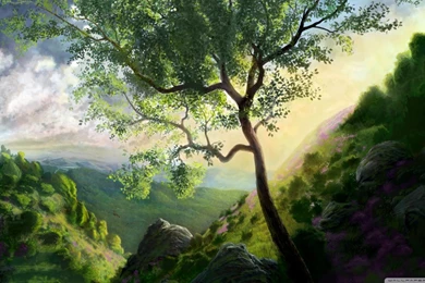 Mountain Scenery Painting HD Desktop Wallpapers : High Definition ...