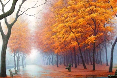 Autumn Road iPad Wallpapers Download