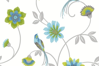 Buy Fine Decor Eden Bird Wallpapers White / Green / Blue