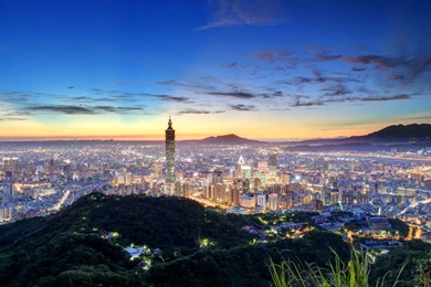 China Taipei Taiwan China Night City Skyline Wallpapers