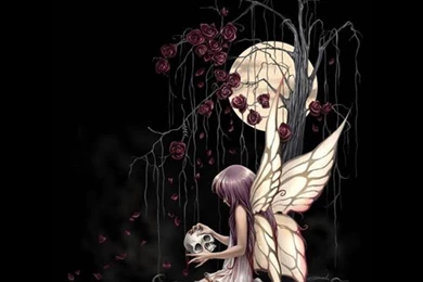 Cute Angel Butterfly With Skull Wallpapers   (