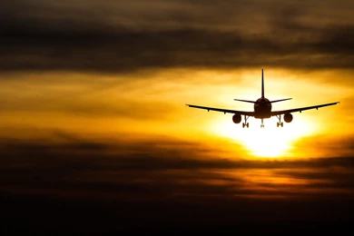 Plane Flying Sunset Wallpapers HD Download For Desktop