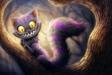 Alice In Wonderland Animal Cat Cheshire Cat Yellow Eyes Wallpapers ...