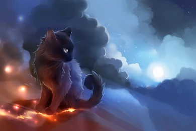 Artwork, Cat, Anime, Glowing, Clouds, Apofiss Wallpapers HD ...